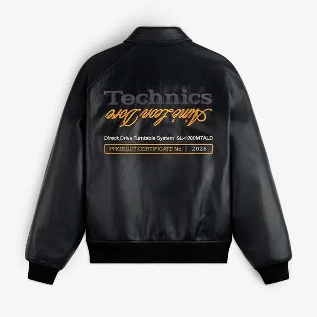 aim-leon-dore-x-technics-varsity-lederjacke-schwarz image 1