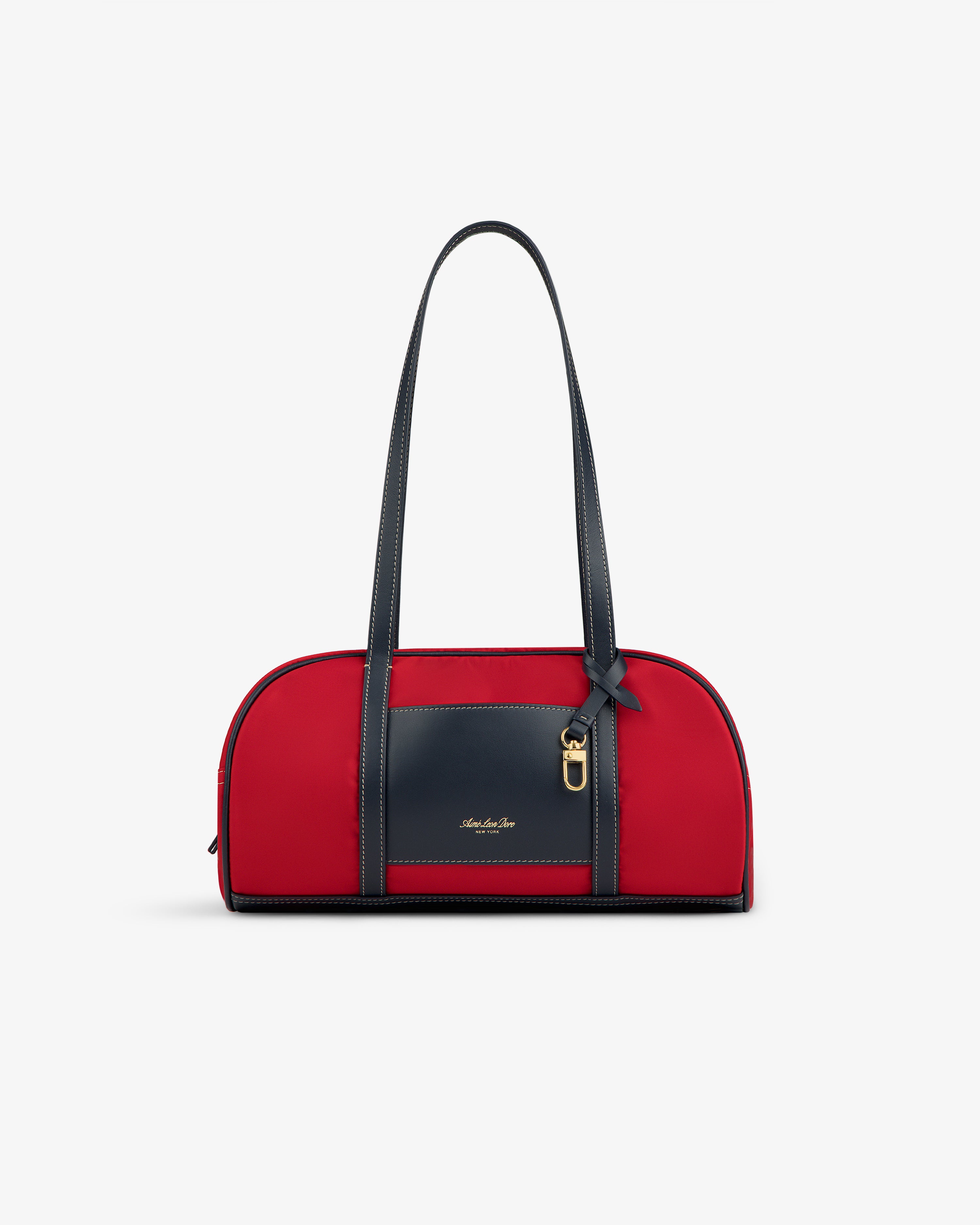 aim-leon-dore-mini-duffle-shoulder-bag-rot-navy-nylon-leder image 2