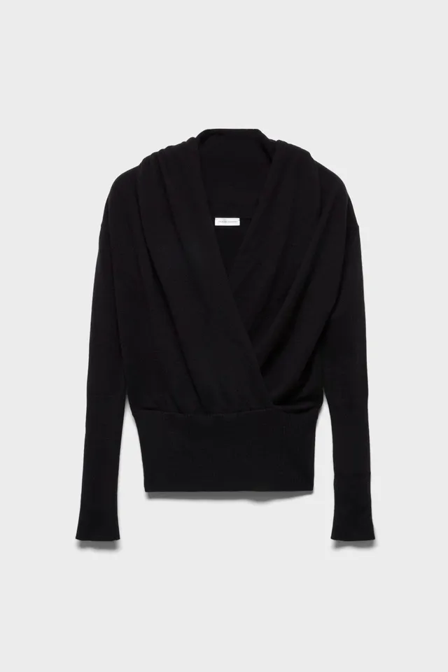 7-for-all-mankind-wrap-v-neck-sweater-wool-eclipse-wickelpullover-damen image 1