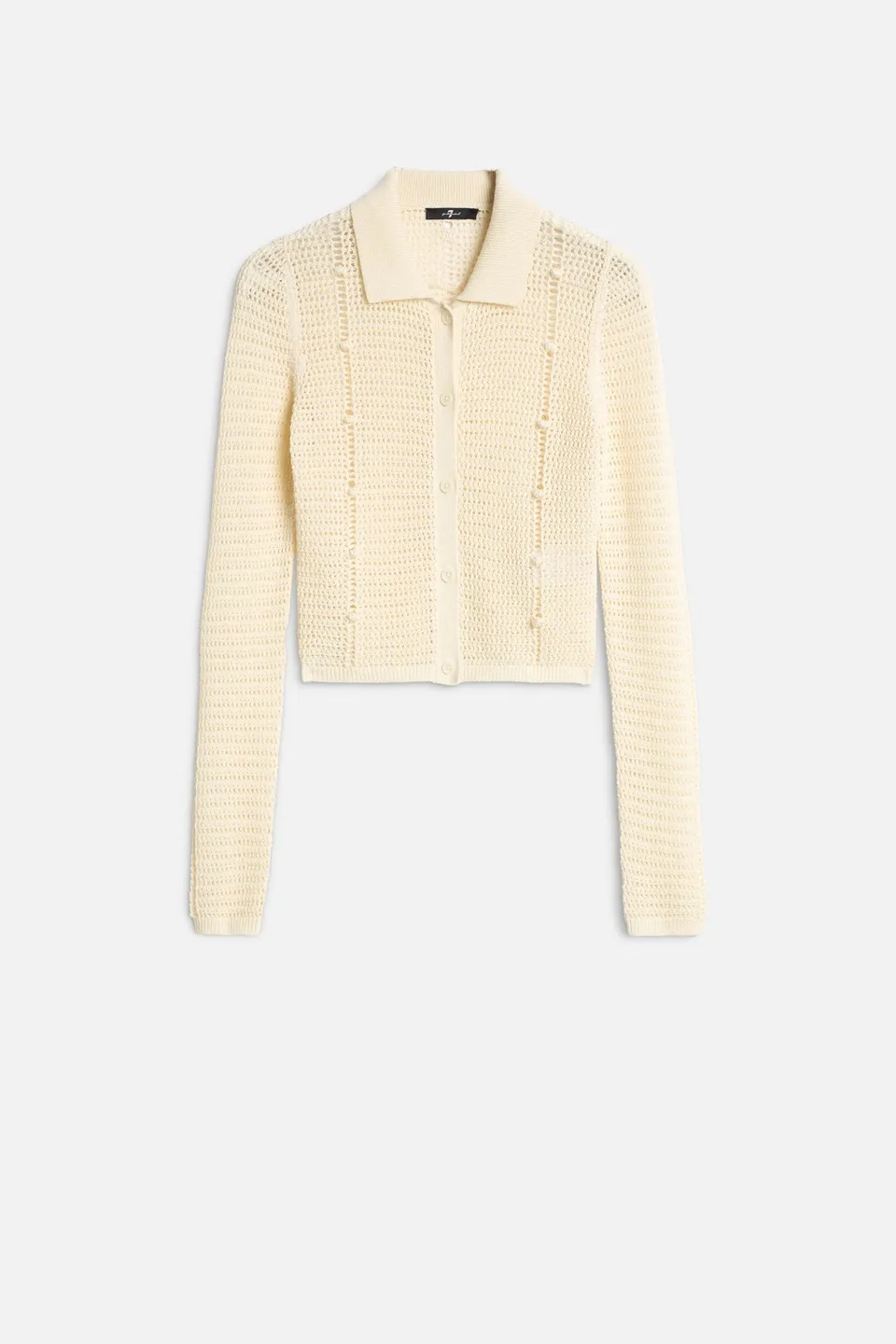 7-for-all-mankind-bobble-cardigan-strickjacke-ecru-damen-cropped-offener-strick image 1