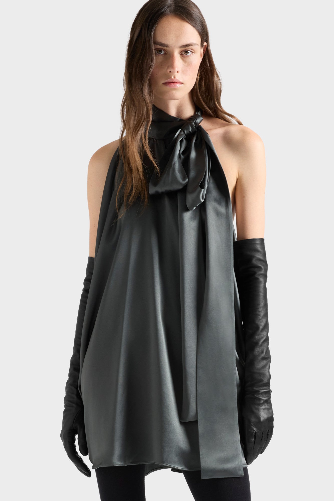 7-for-all-mankind-petal-mini-dress-satin-quicksilver-mini-kleid-grau image 3