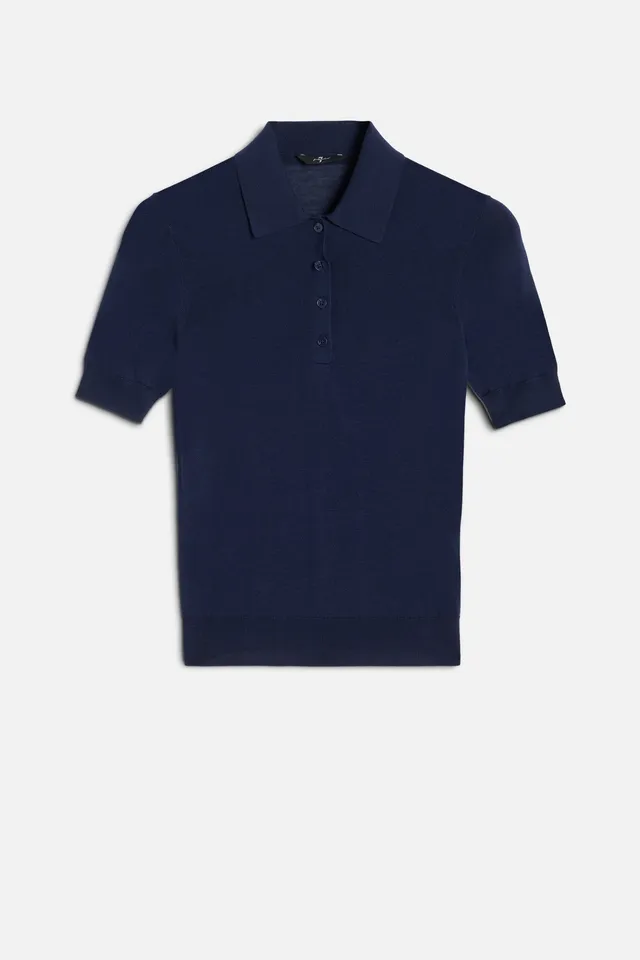 7-for-all-mankind-silk-blend-polo-damen-navy image 1
