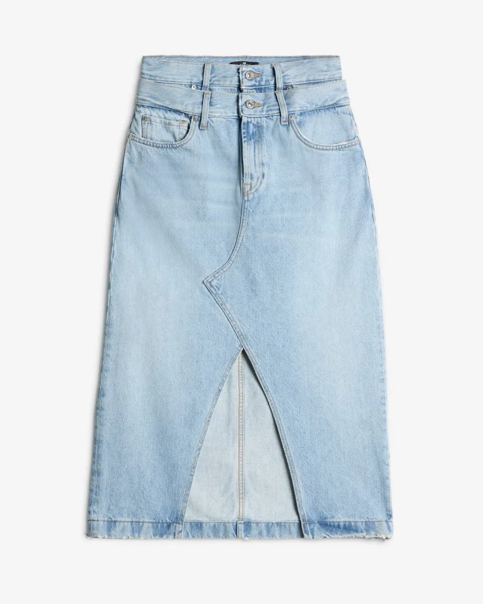 7-for-all-mankind-double-waist-skirt-bleach-denim-rock-damen image 1