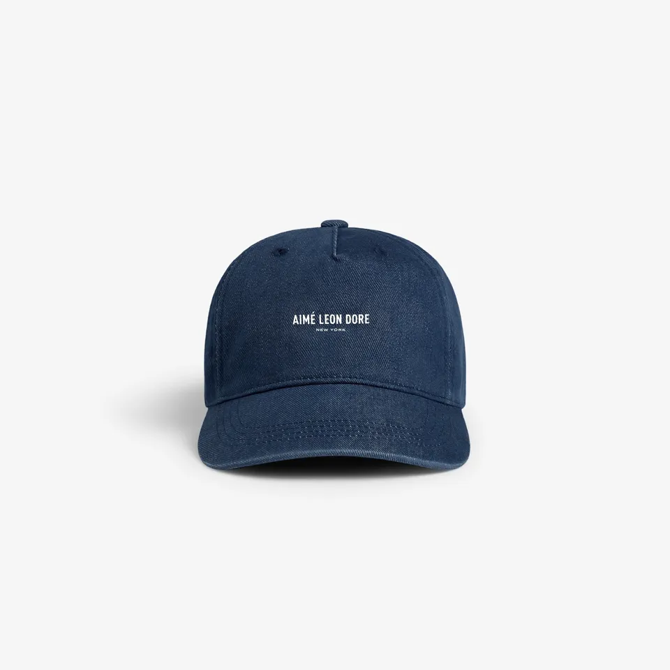 aim-leon-dore-vintage-micro-logo-hat-5-panel-cap-navy image 1