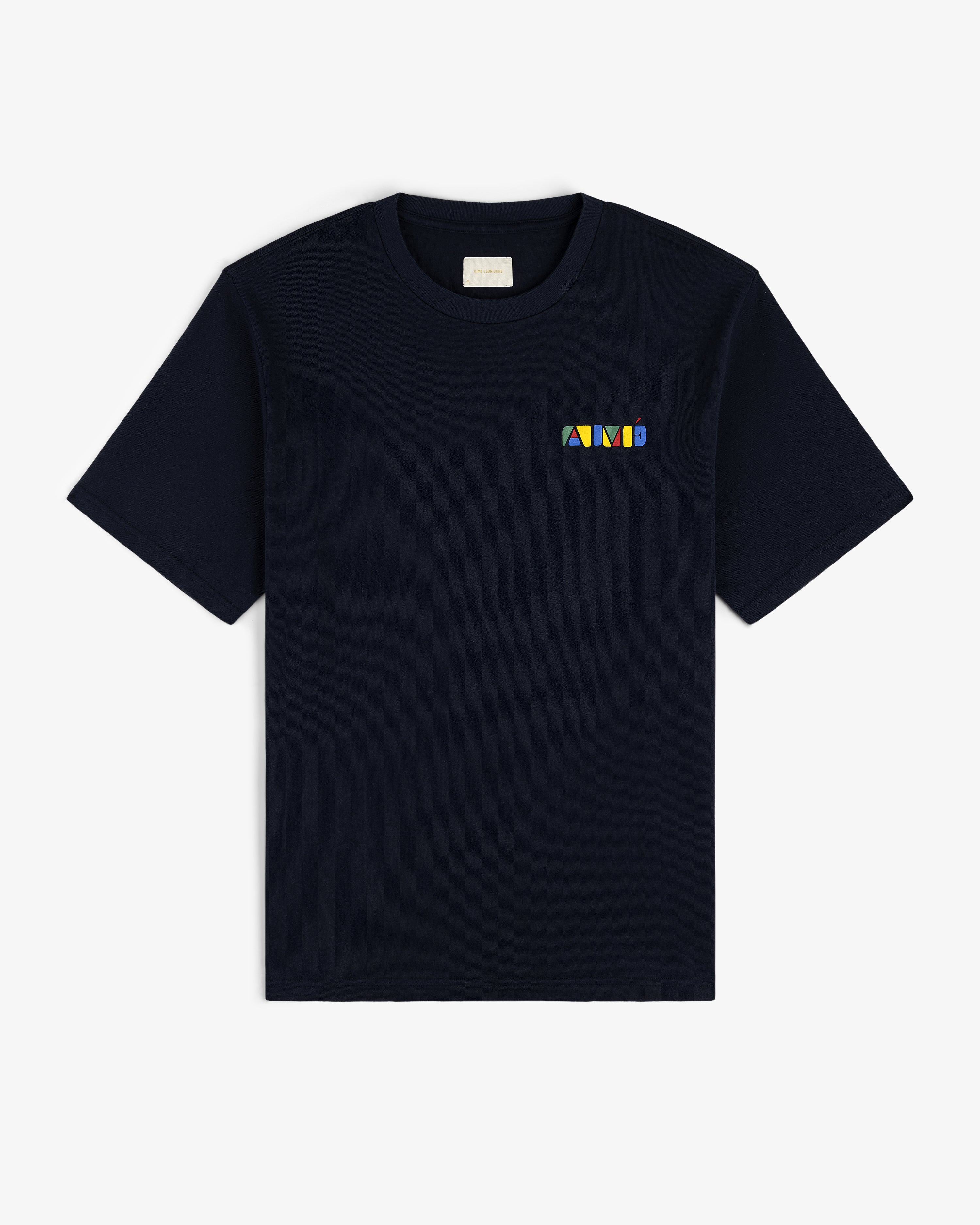 aim-leon-dore-stacked-logo-tee-t-shirt-schwarz image 3
