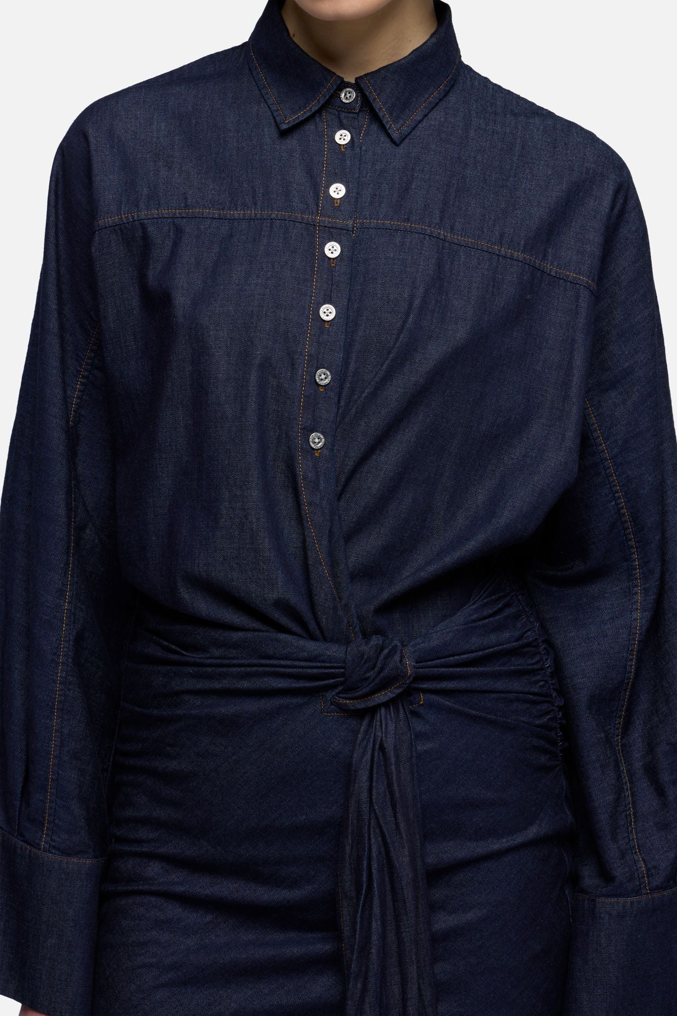 7-for-all-mankind-waist-tie-dress-damen-denim-abyss-dunkel image 4