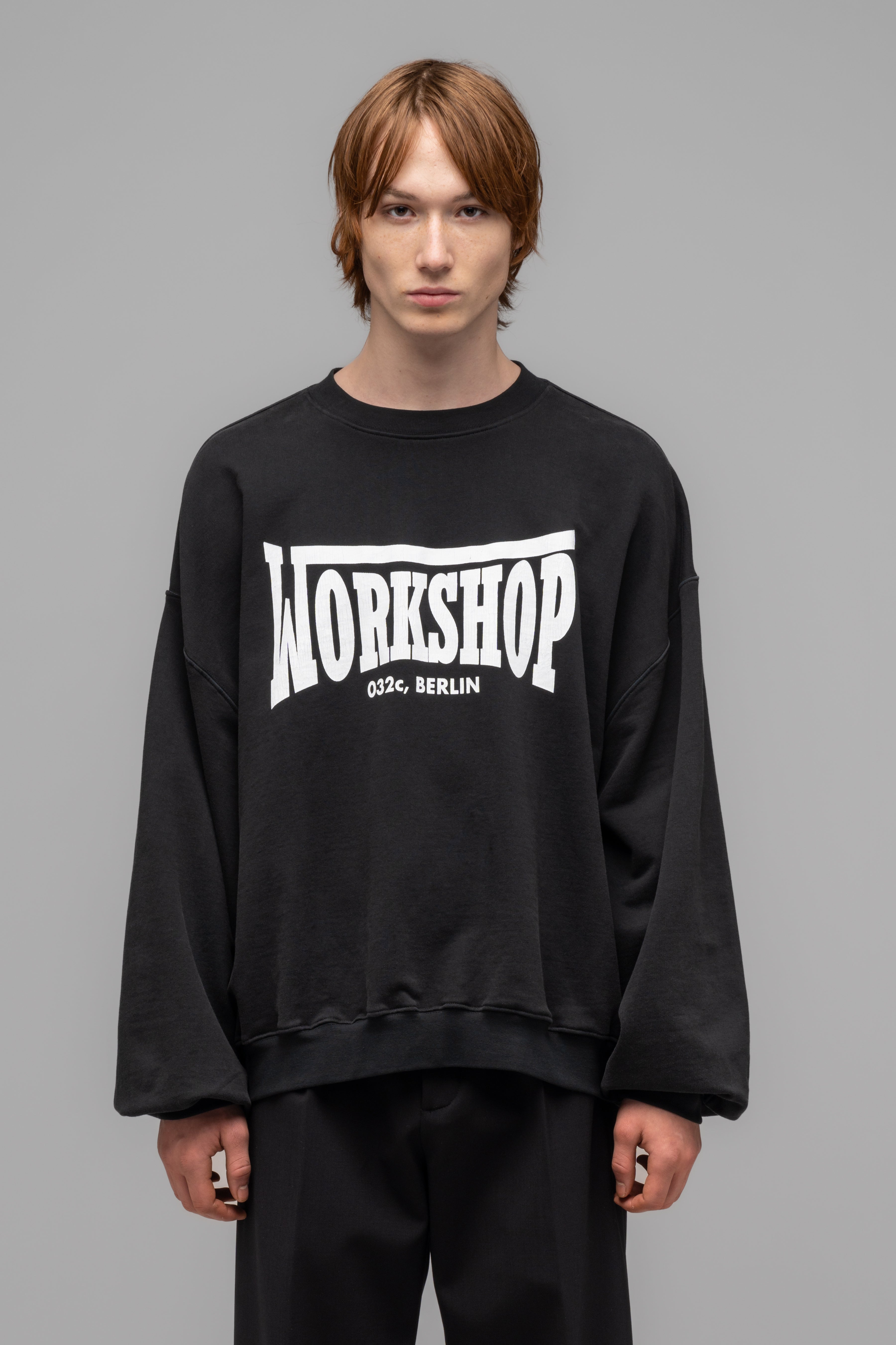 032c-workshop-crewneck-with-print-faded-black-sweatshirt-oversized-unisex image 3