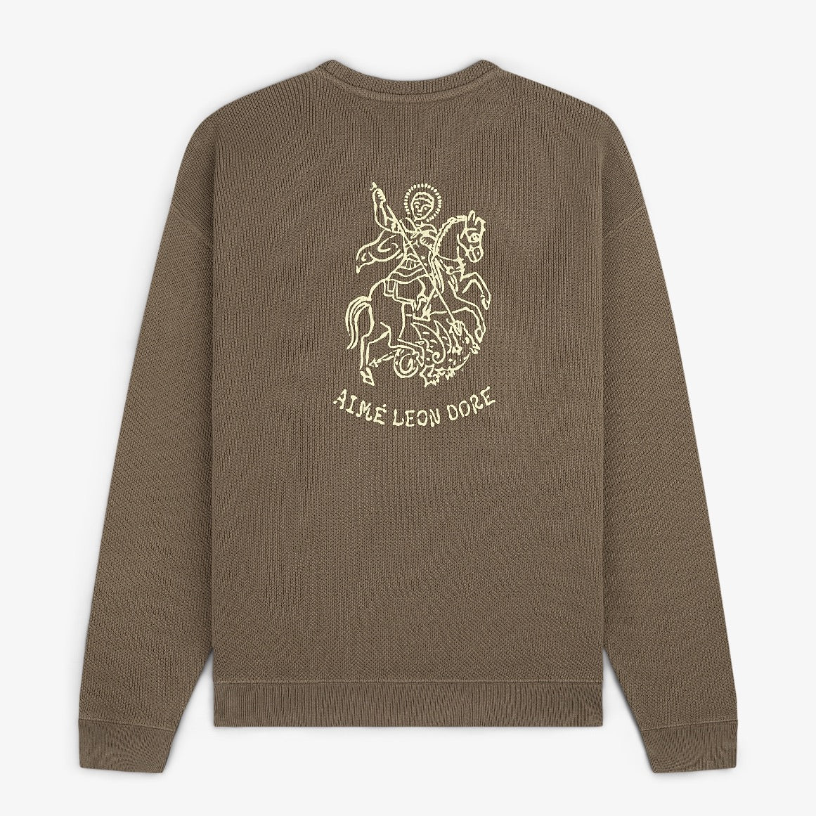 aim-leon-dore-saint-george-piqu-crewneck-sweatshirt-taupe image 1