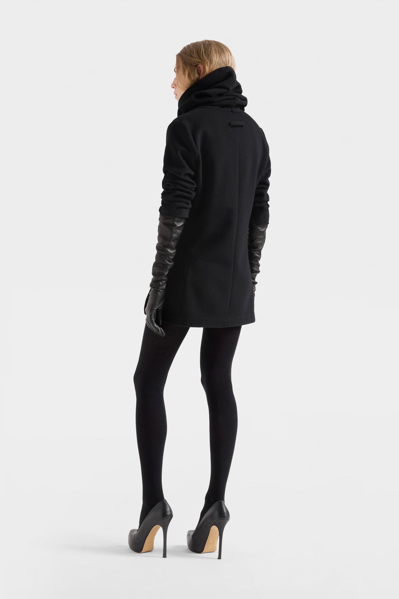 7-for-all-mankind-ruched-high-neck-minikleid-wollmix-schwarz image 5