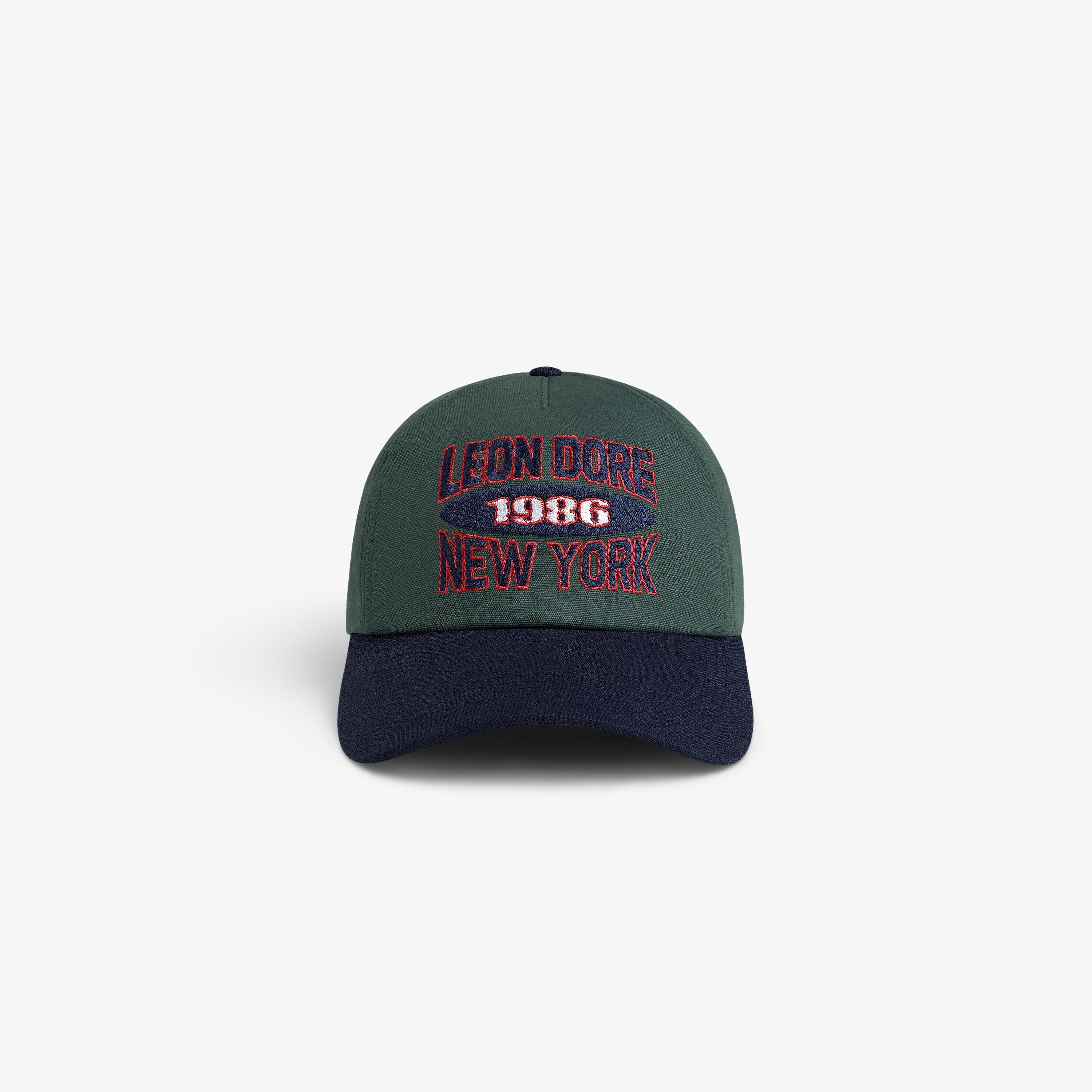aim-leon-dore-colorblock-club-hat-gr-n-navy image 1