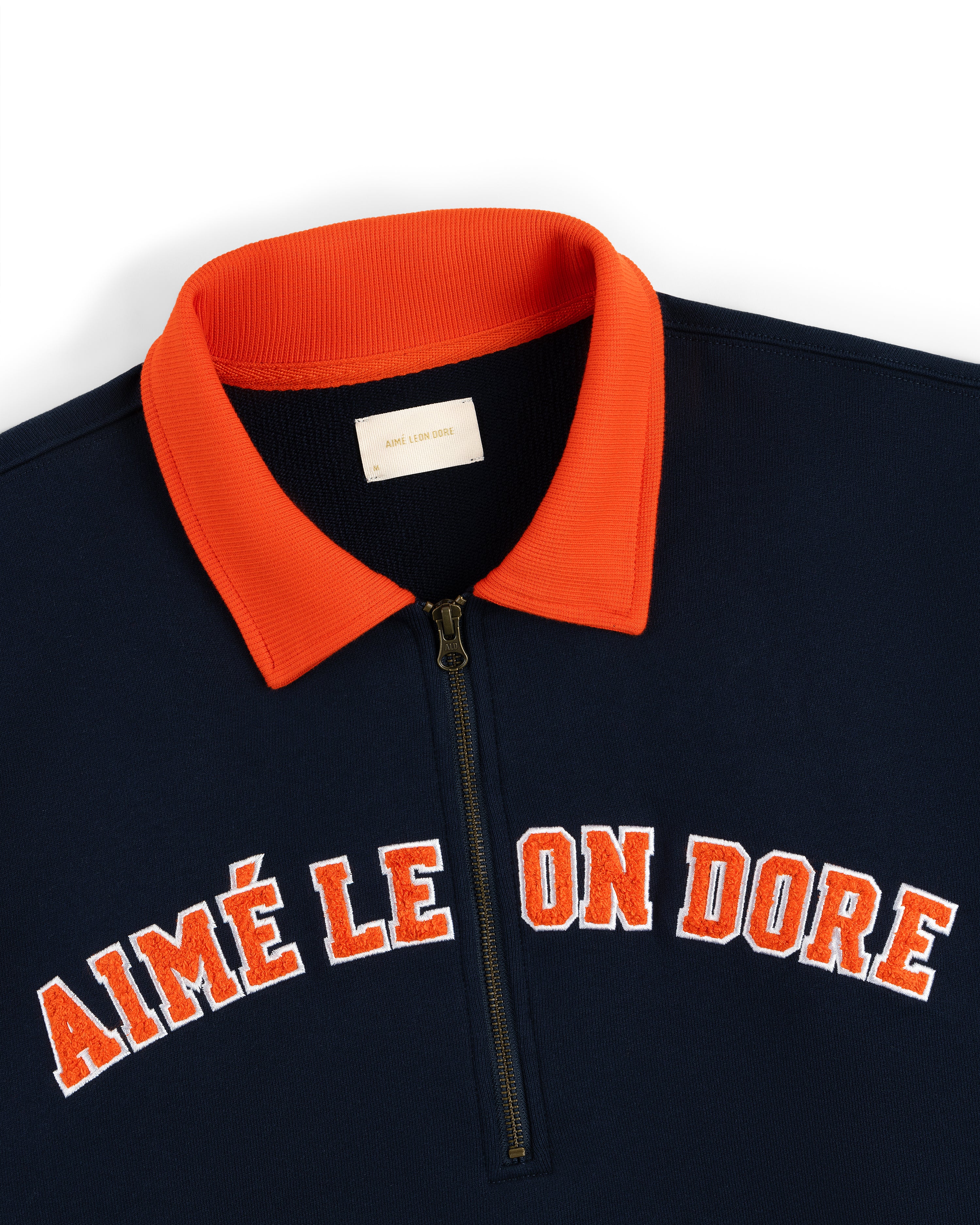 aim-leon-dore-collegiate-quarter-zip-pullover-navy-loopback-fleece image 4