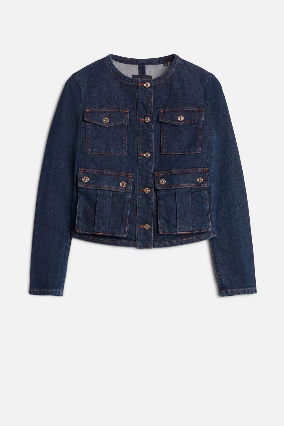 7-for-all-mankind-collarless-jacket-rinsed-indigo-damen-jeansjacke image 1