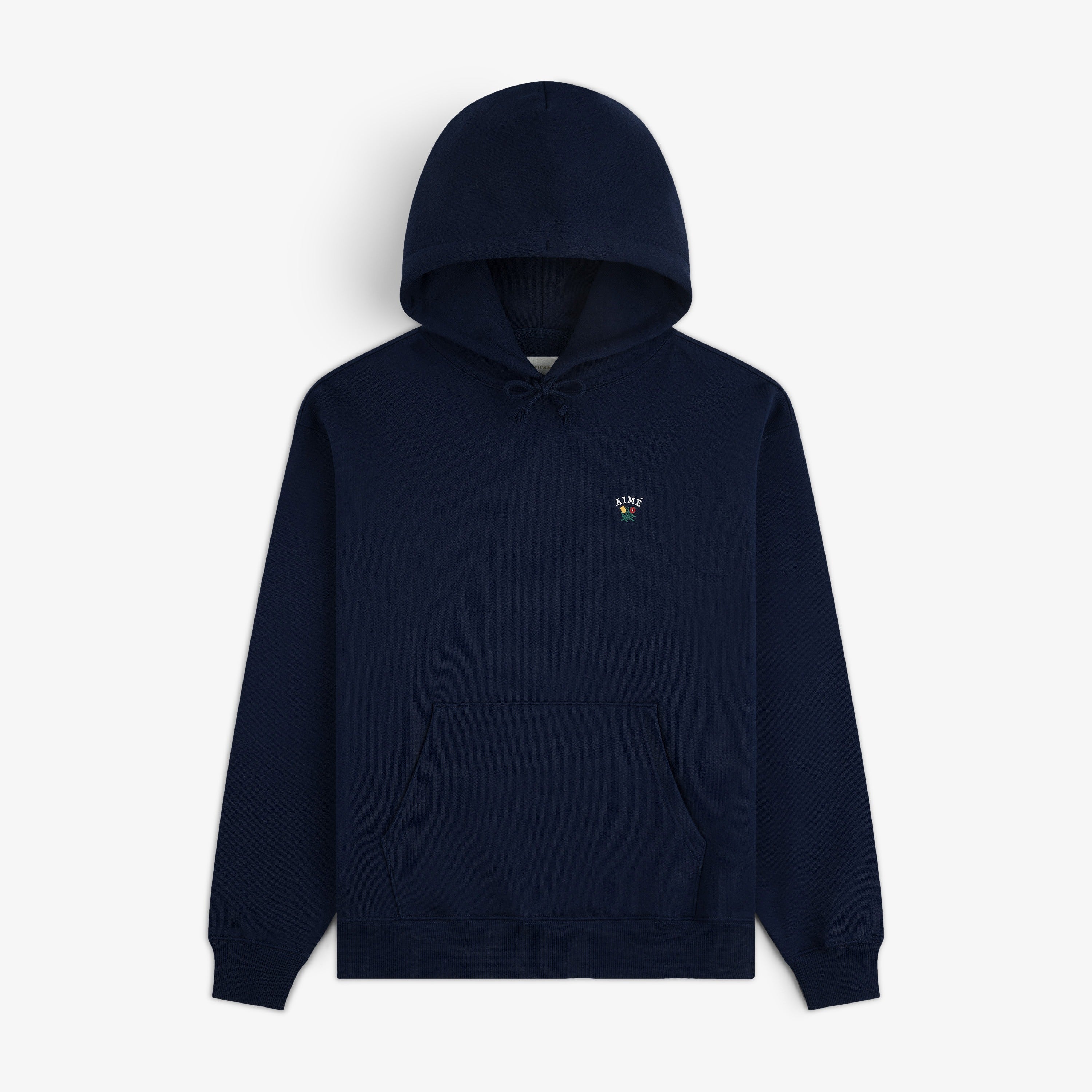 aim-leon-dore-crest-hoodie-navy-kapuzenpullover-aus-530-gsm-baumwolle image 1