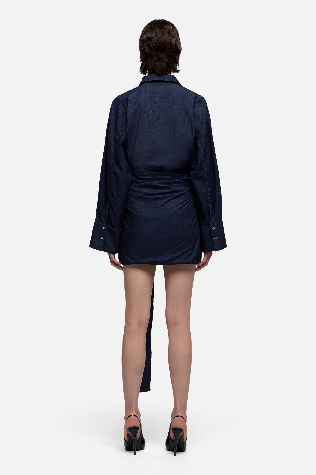 7-for-all-mankind-waist-tie-dress-damen-denim-abyss-dunkel image 5