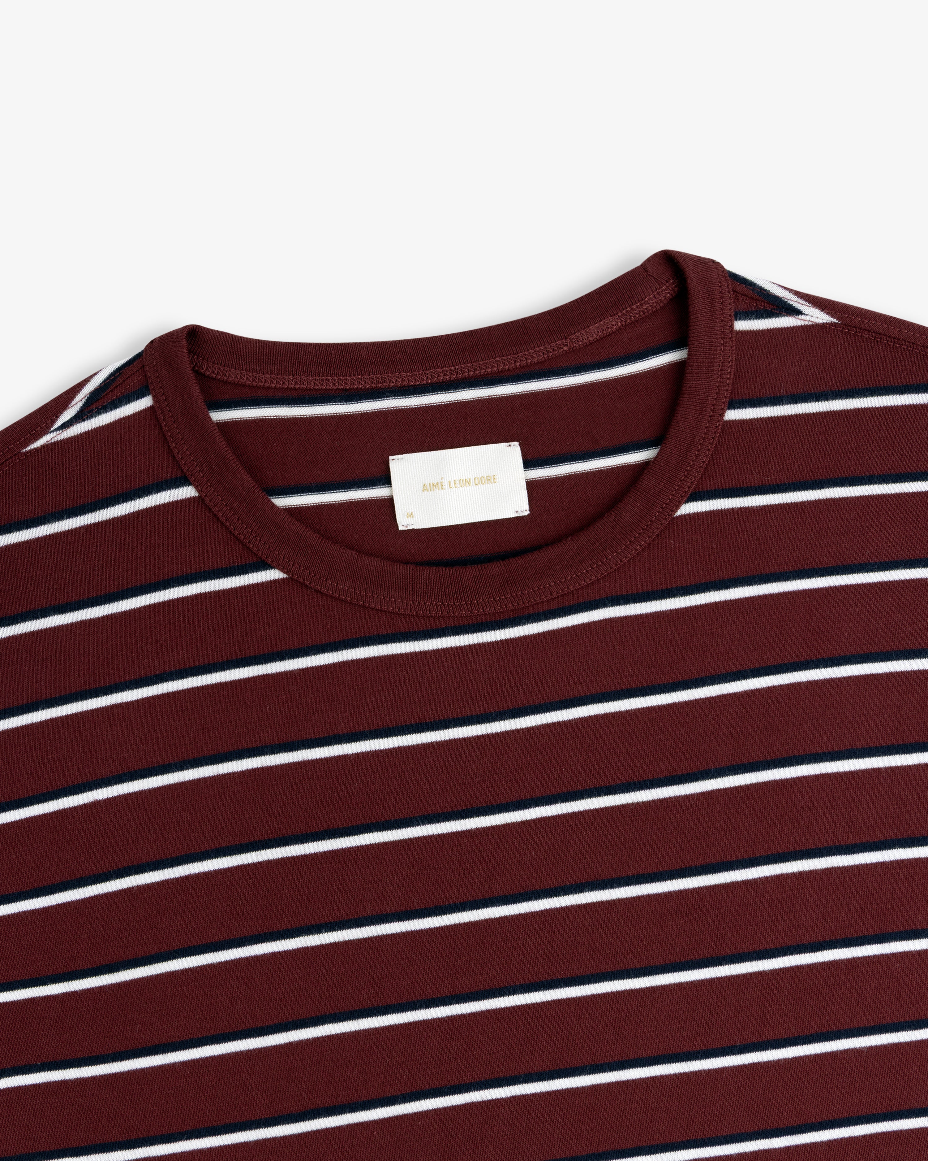 aim-leon-dore-yarn-dyed-striped-tee-braun-creme-streifen-shirt image 3