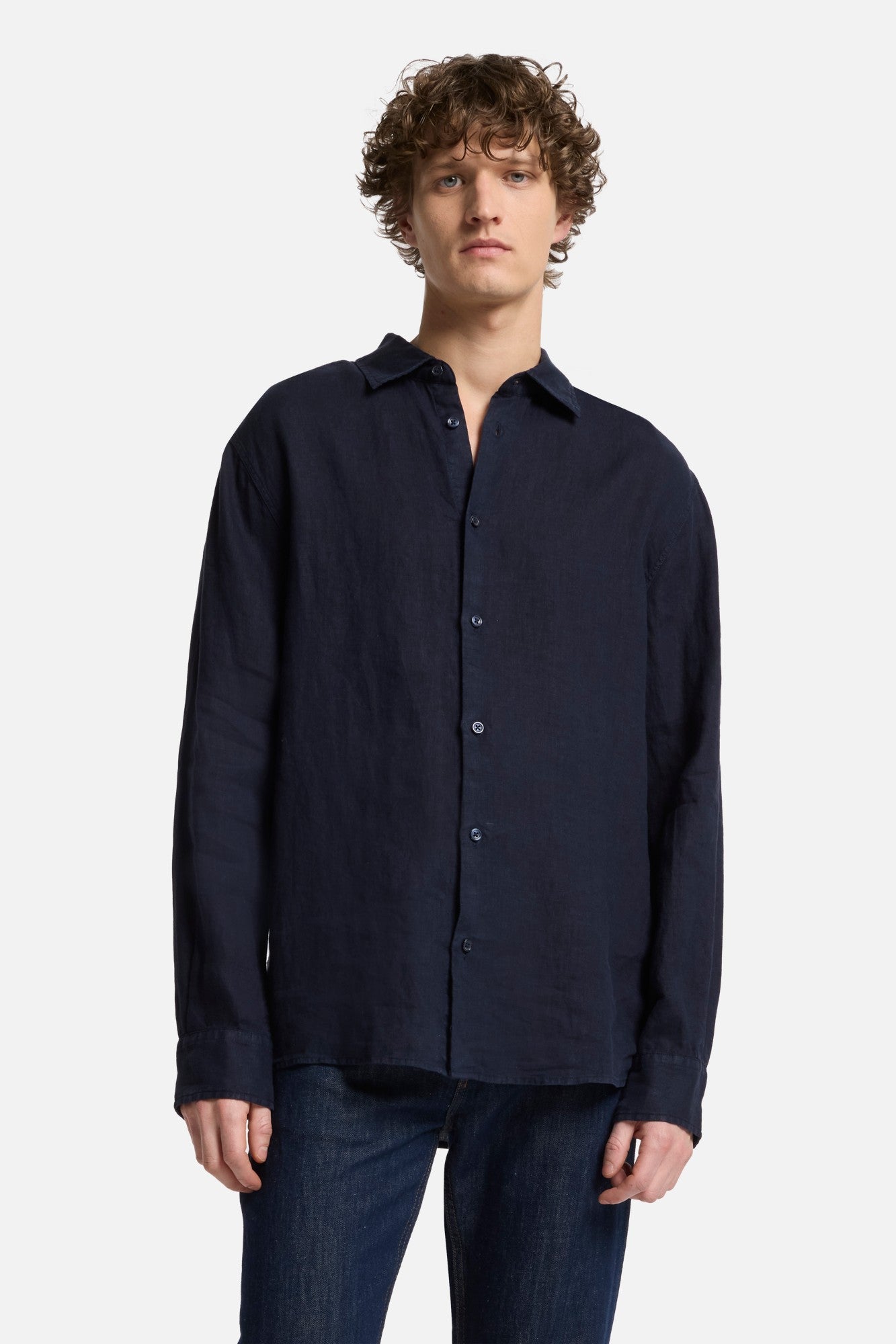 7-for-all-mankind-classic-linen-button-up-hemd-navy image 3