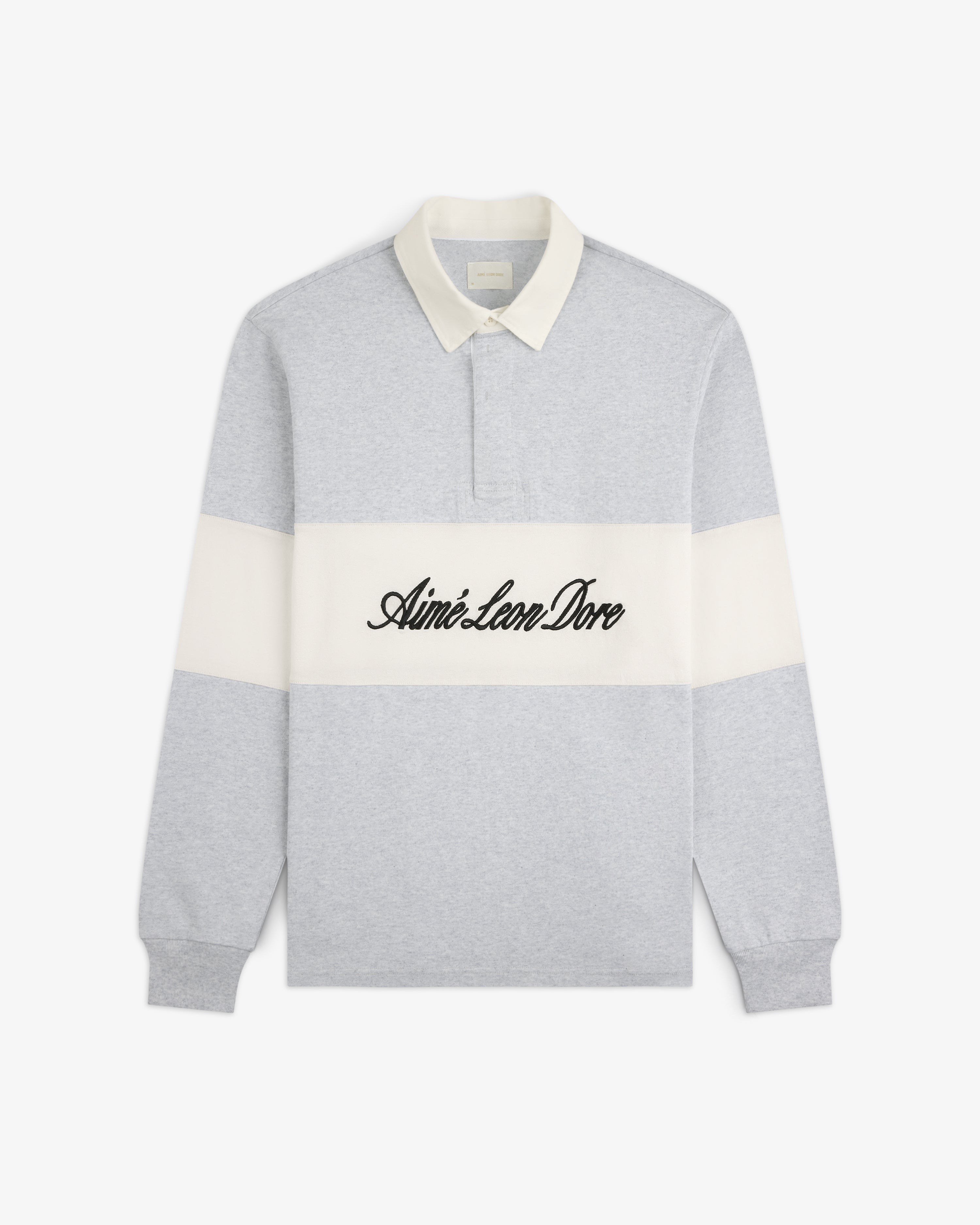 aim-leon-dore-script-paneled-rugby-graues-heavy-jersey-langarmshirt image 2