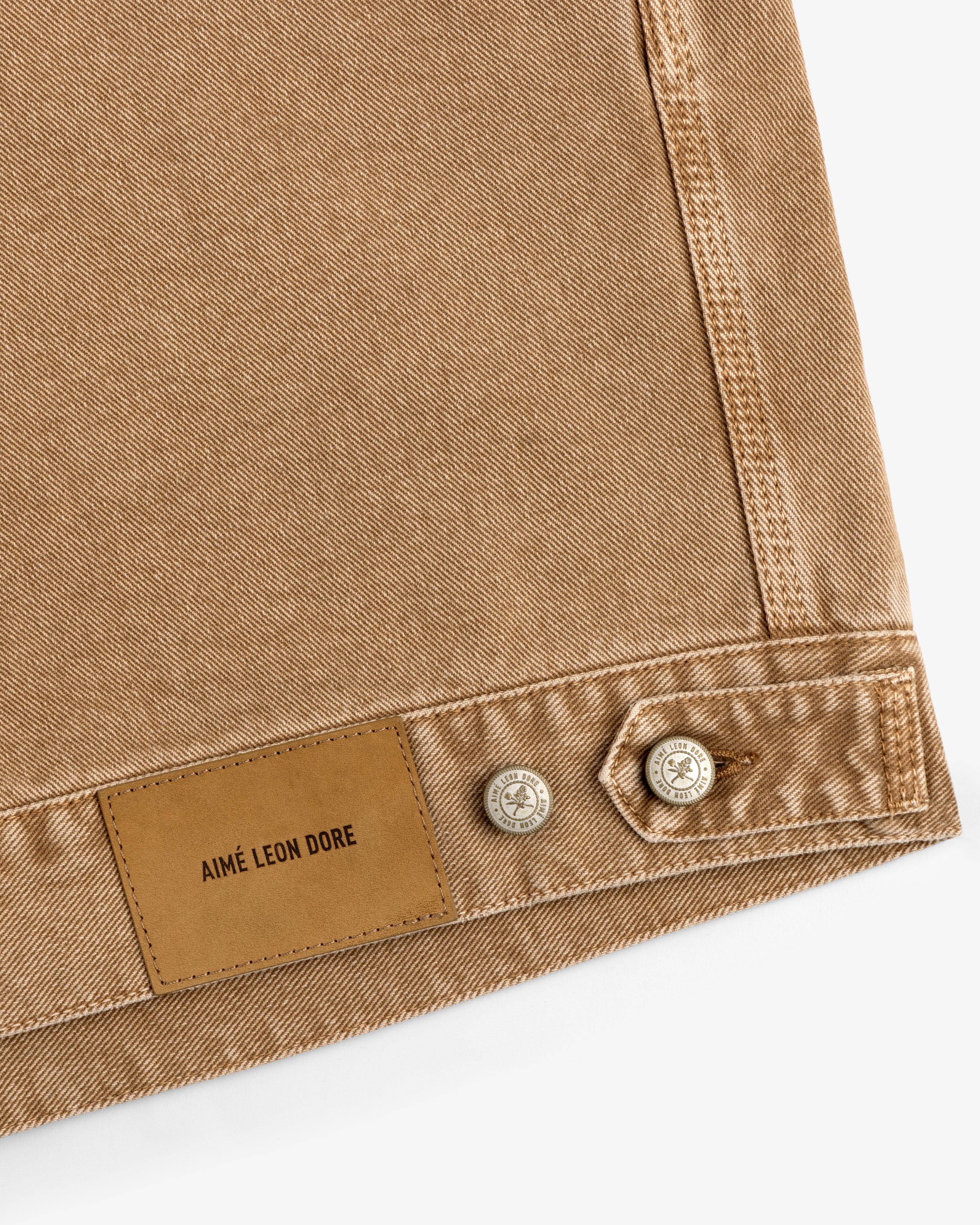 aim-leon-dore-denim-trucker-jacket-italian-cotton-tan image 8