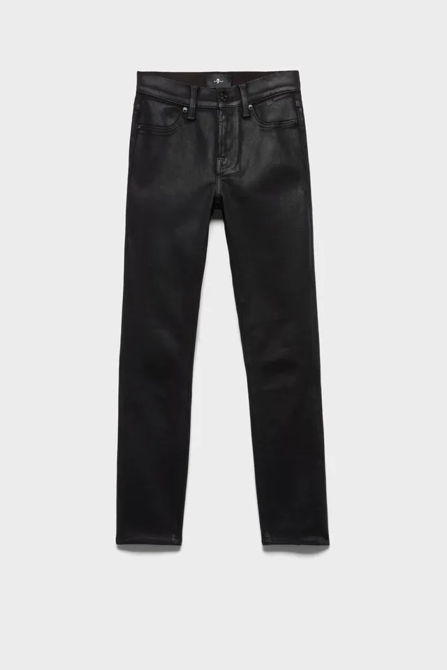7-for-all-mankind-high-waist-ankle-skinny-jeans-coated-denim-black image 1