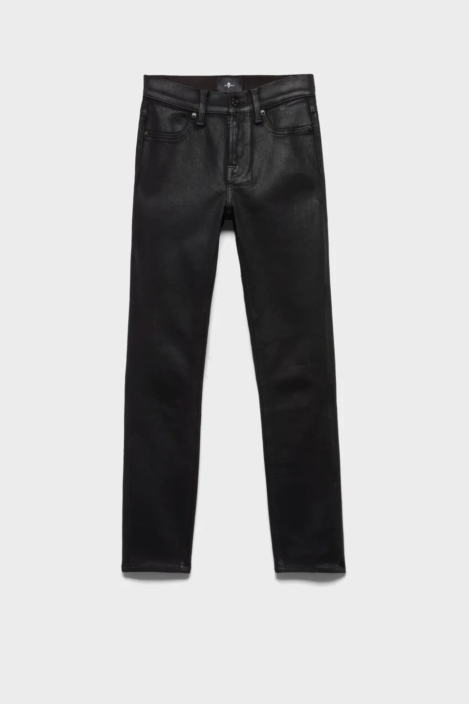 7-for-all-mankind-high-waist-ankle-skinny-jeans-coated-denim-black image 1