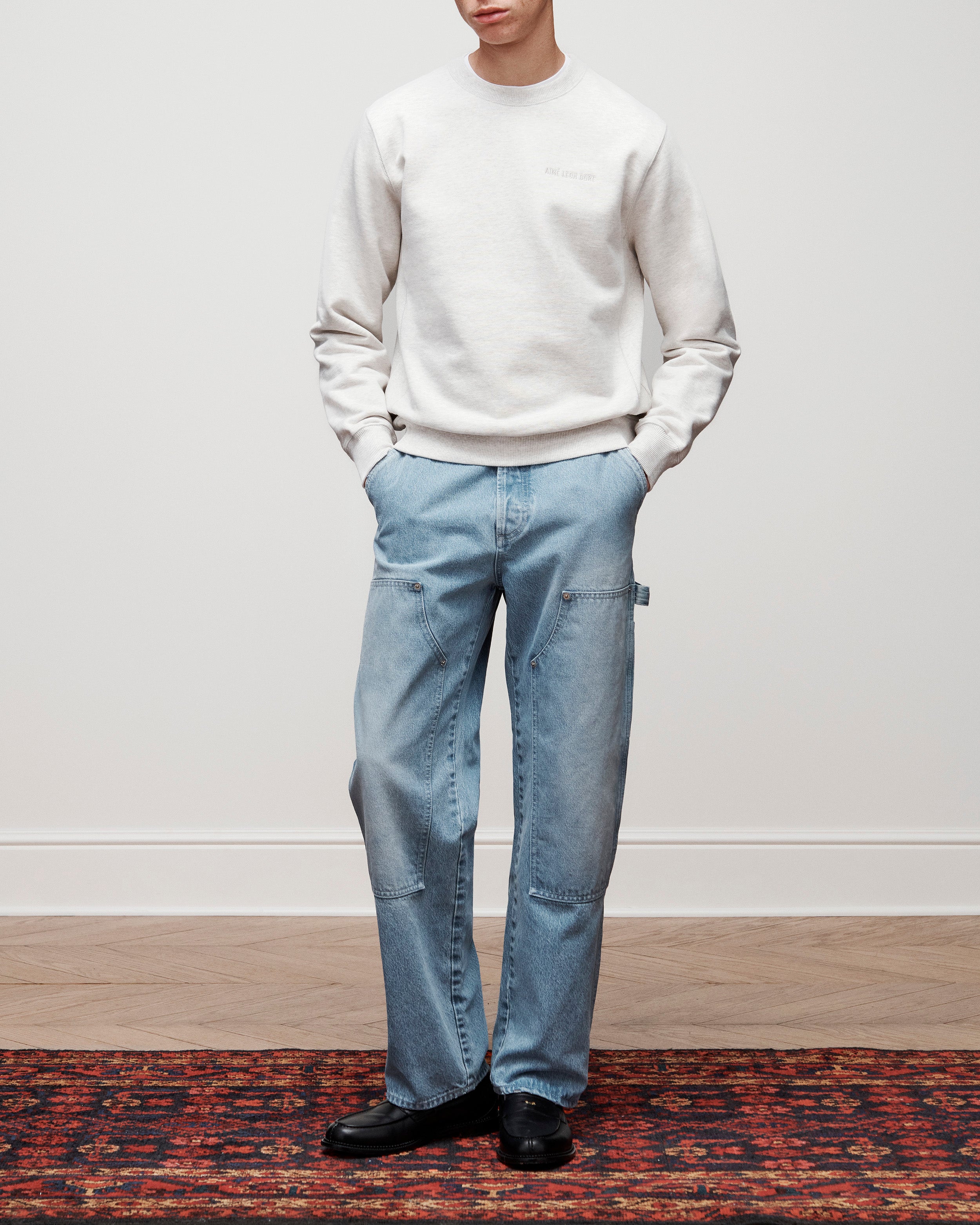 aim-leon-dore-tonal-logo-crewneck-sweatshirt-oatmeal image 3