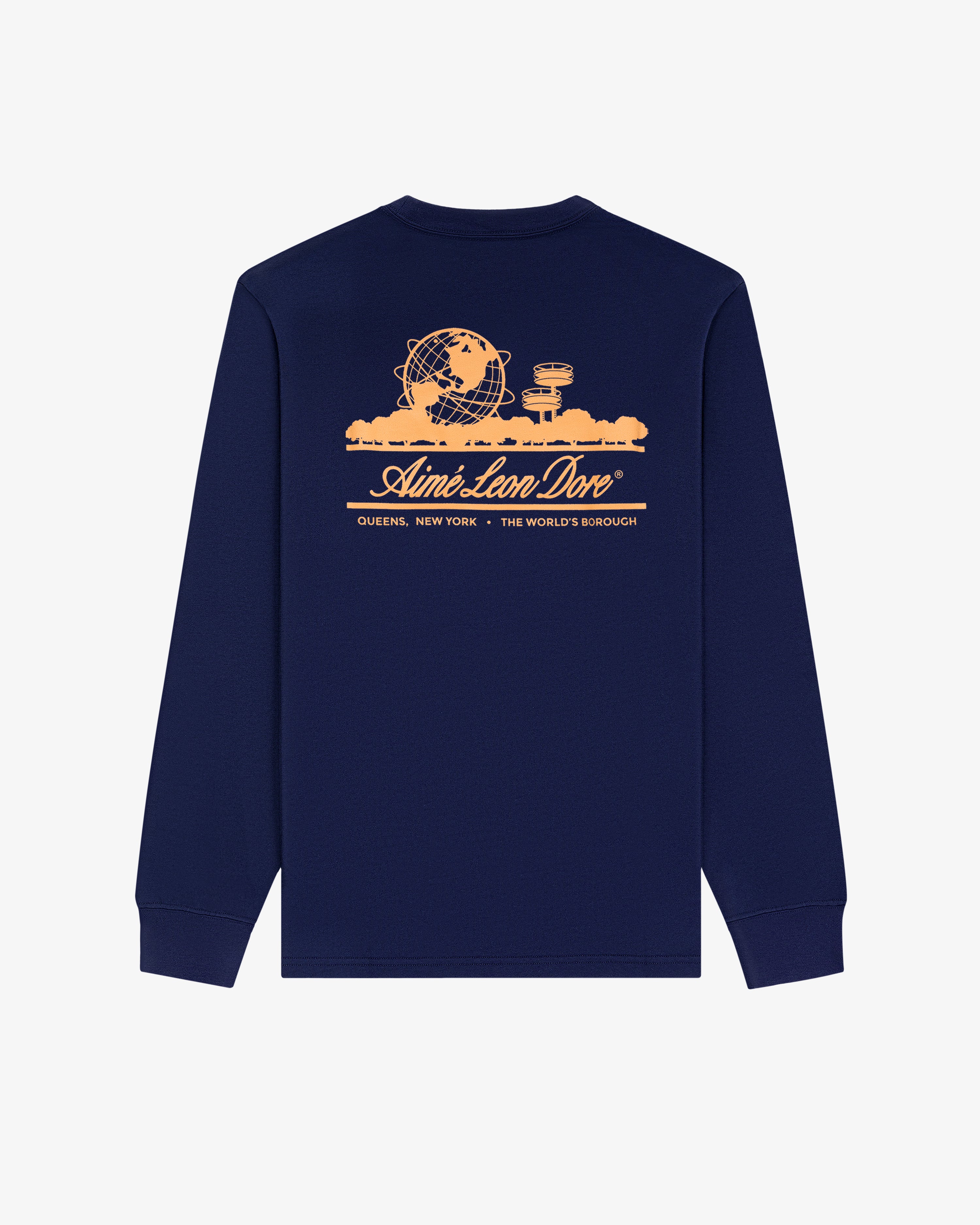 aim-leon-dore-long-sleeve-unisphere-tee-navy image 2