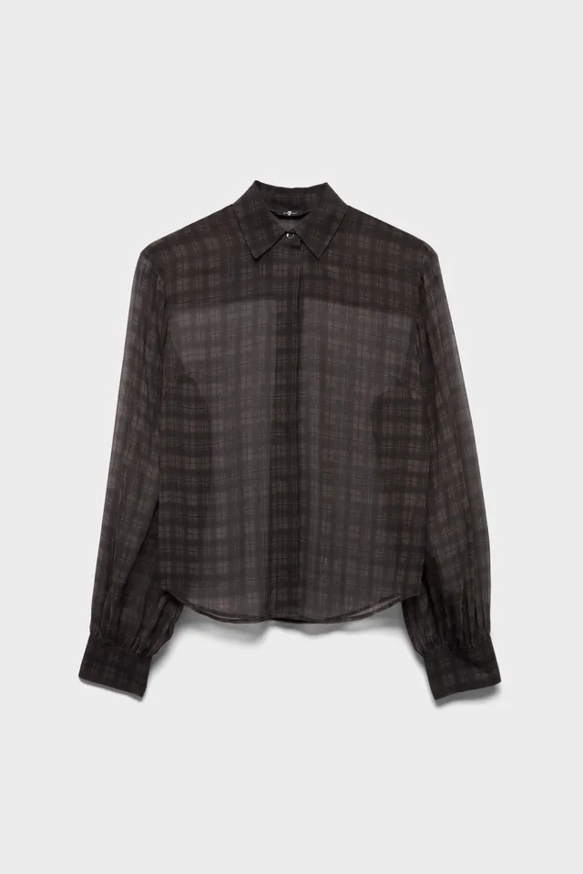 7-for-all-mankind-balloon-sleeve-shirt-shadow-check-damen-bluse image 1