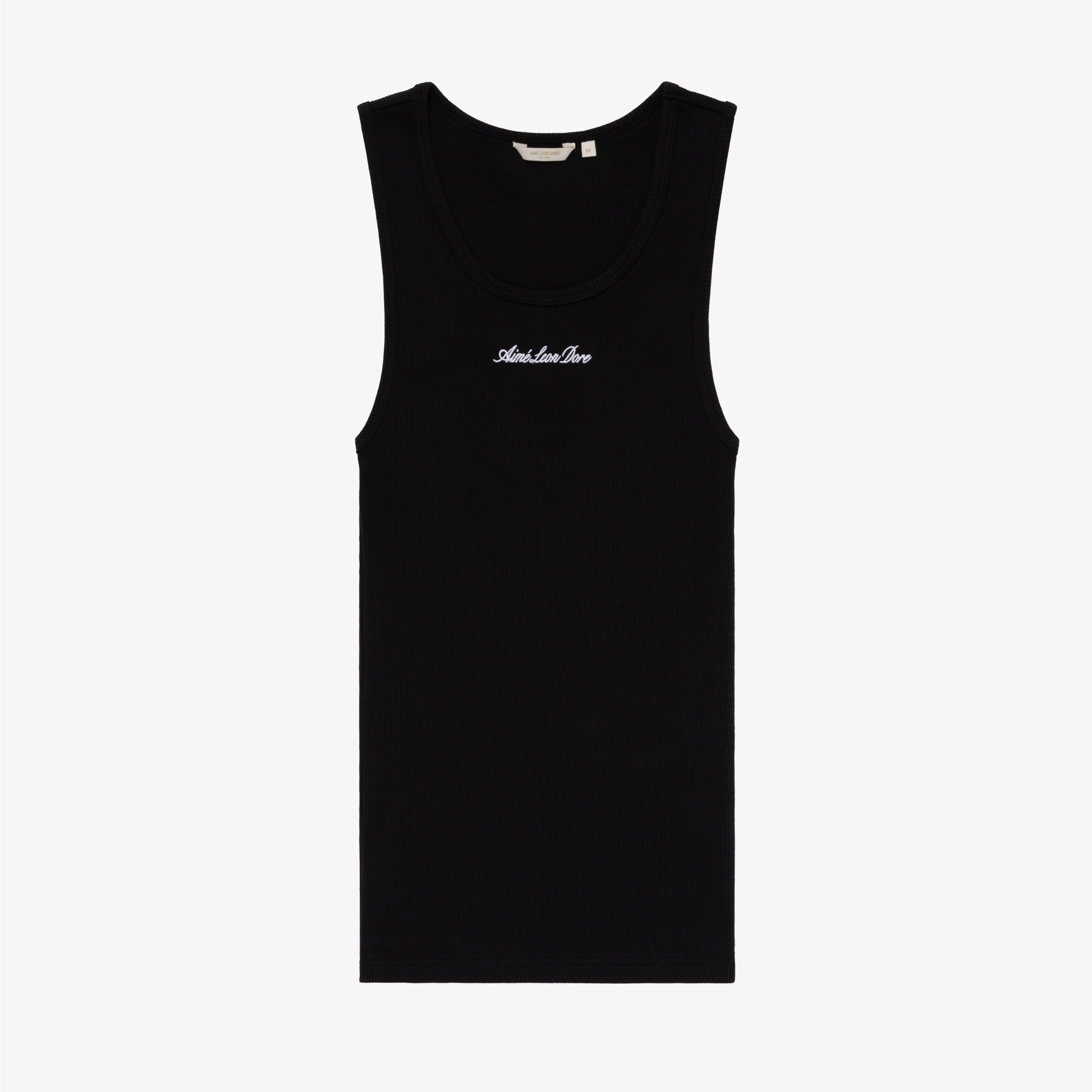 aim-leon-dore-embroidered-logo-tank-top-schwarzes-tank image 1