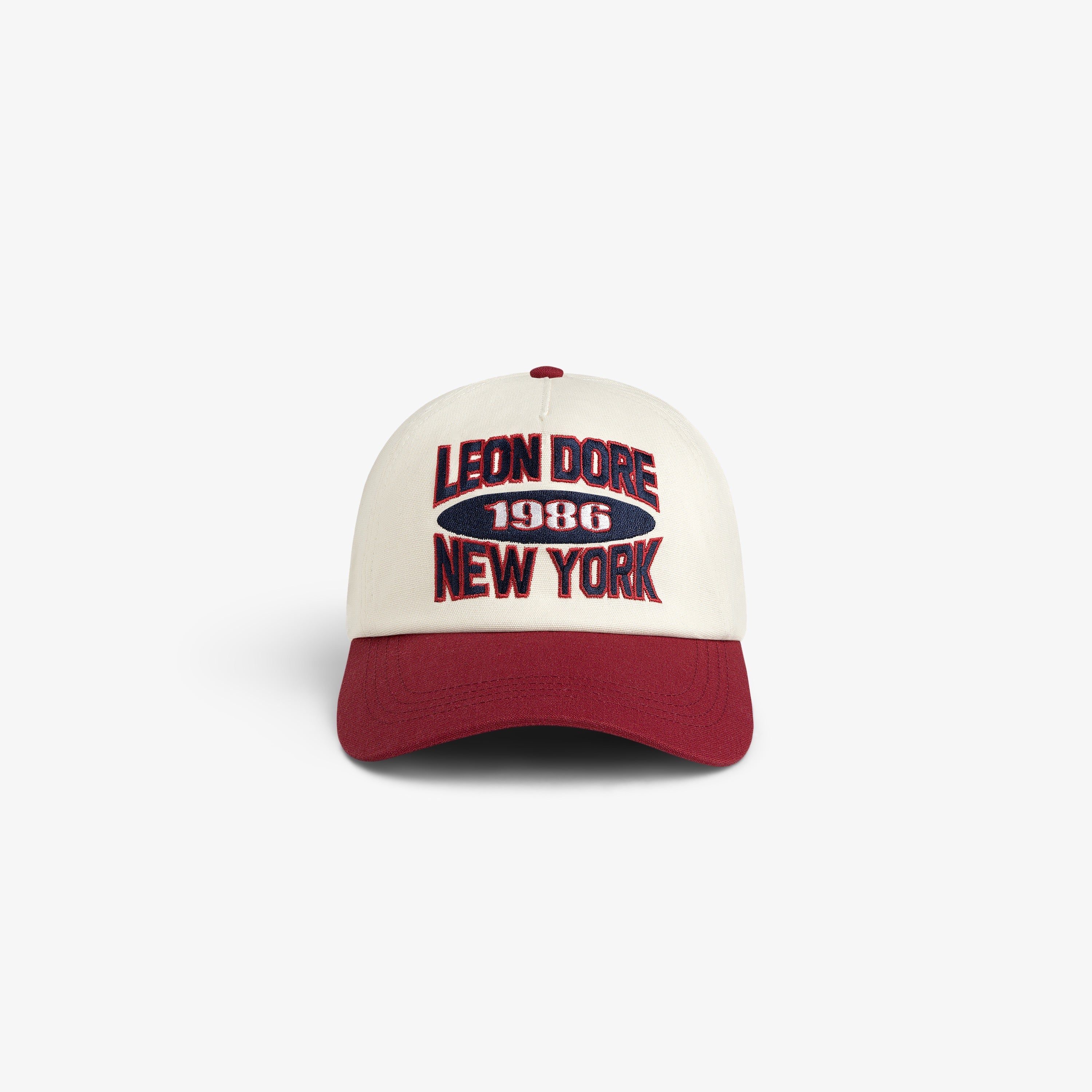 aim-leon-dore-colorblock-club-hat-creme-rot image 1