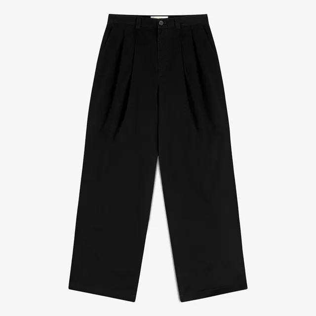 aim-leon-dore-double-pleated-officer-pant-schwarze-baumwoll-hose-straight-fit image 1