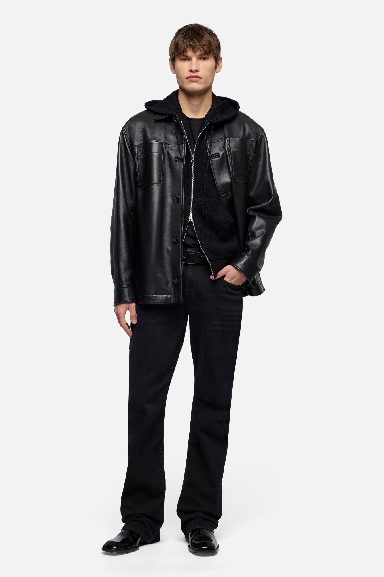 7-for-all-mankind-hooded-zip-sweater-herren-schwarz-cotton-wool image 2