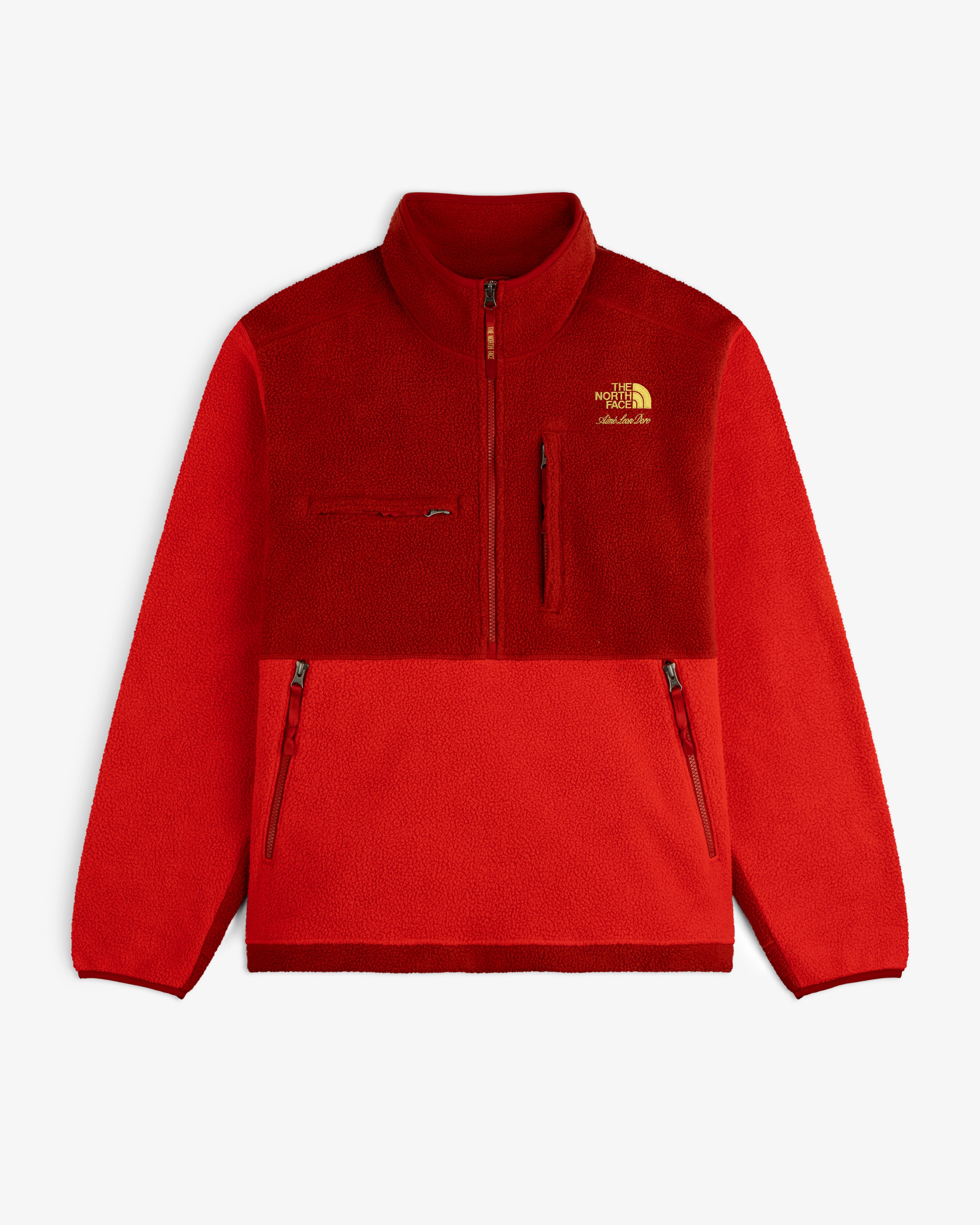 aim-leon-dore-x-the-north-face-95-denali-half-zip-fleece-pullover-rot image 2