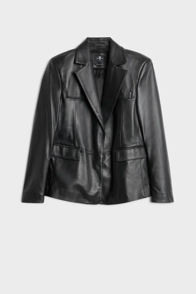 7-for-all-mankind-leder-blazer-single-breasted-in-schwarz image 1