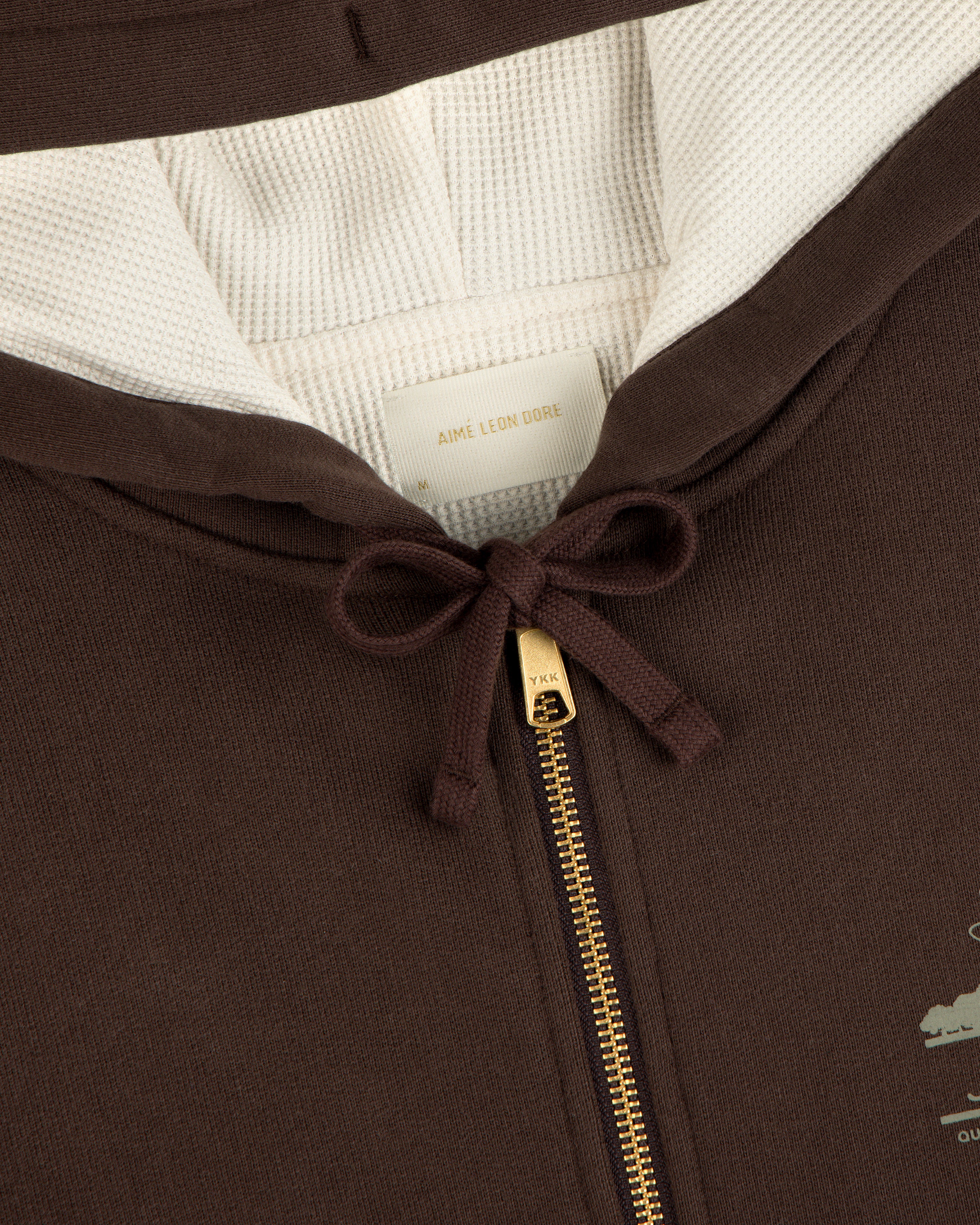 aim-leon-dore-unisphere-waffle-lined-full-zip-hoodie-braun image 3