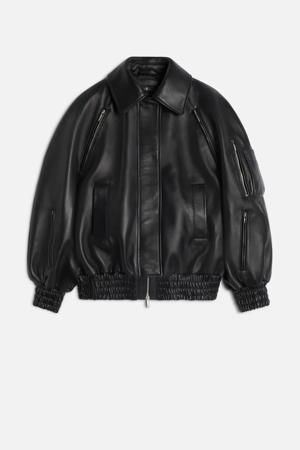 7-for-all-mankind-leather-bomber-jacke-damen-schwarz-echtleder image 1