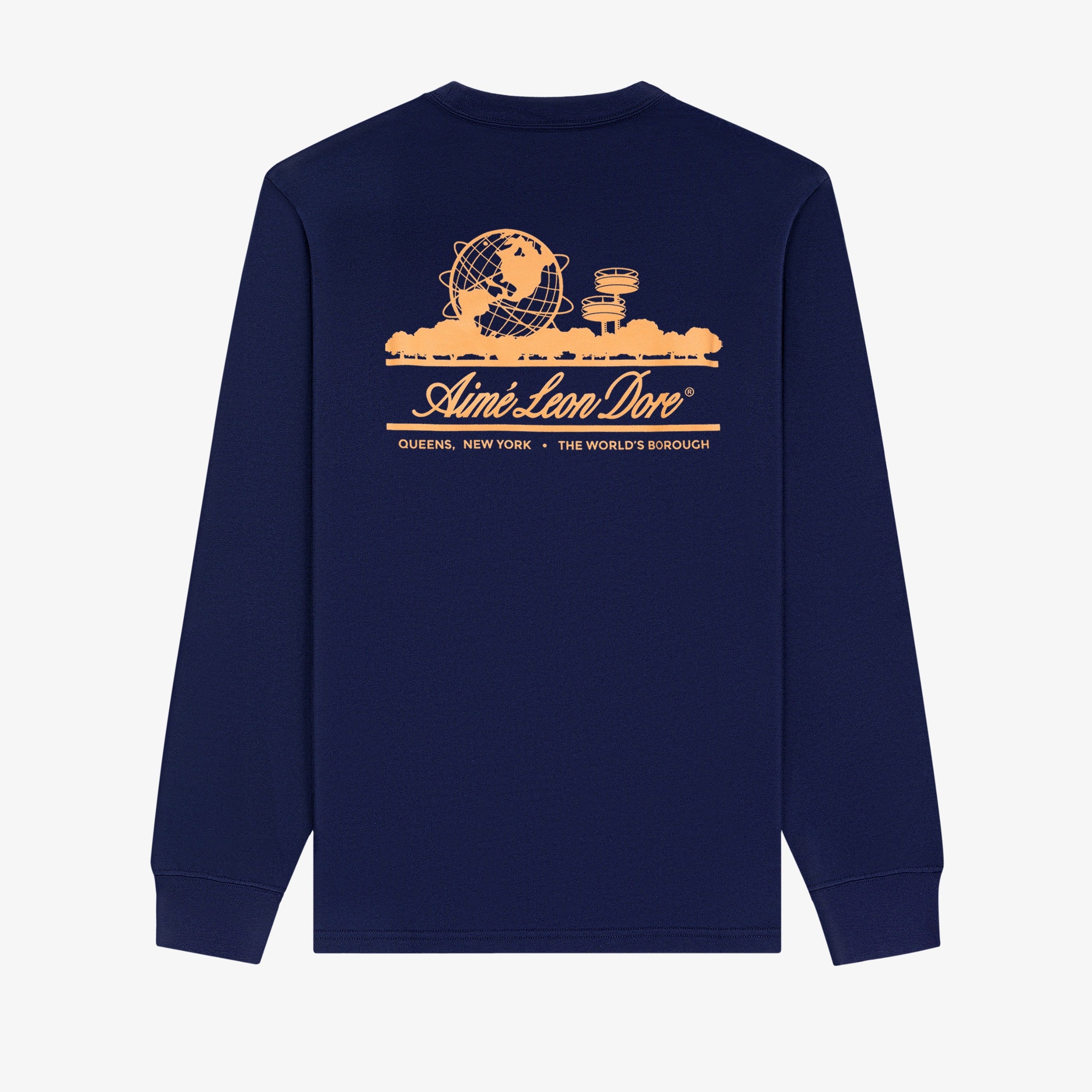 aim-leon-dore-long-sleeve-unisphere-tee-navy image 1