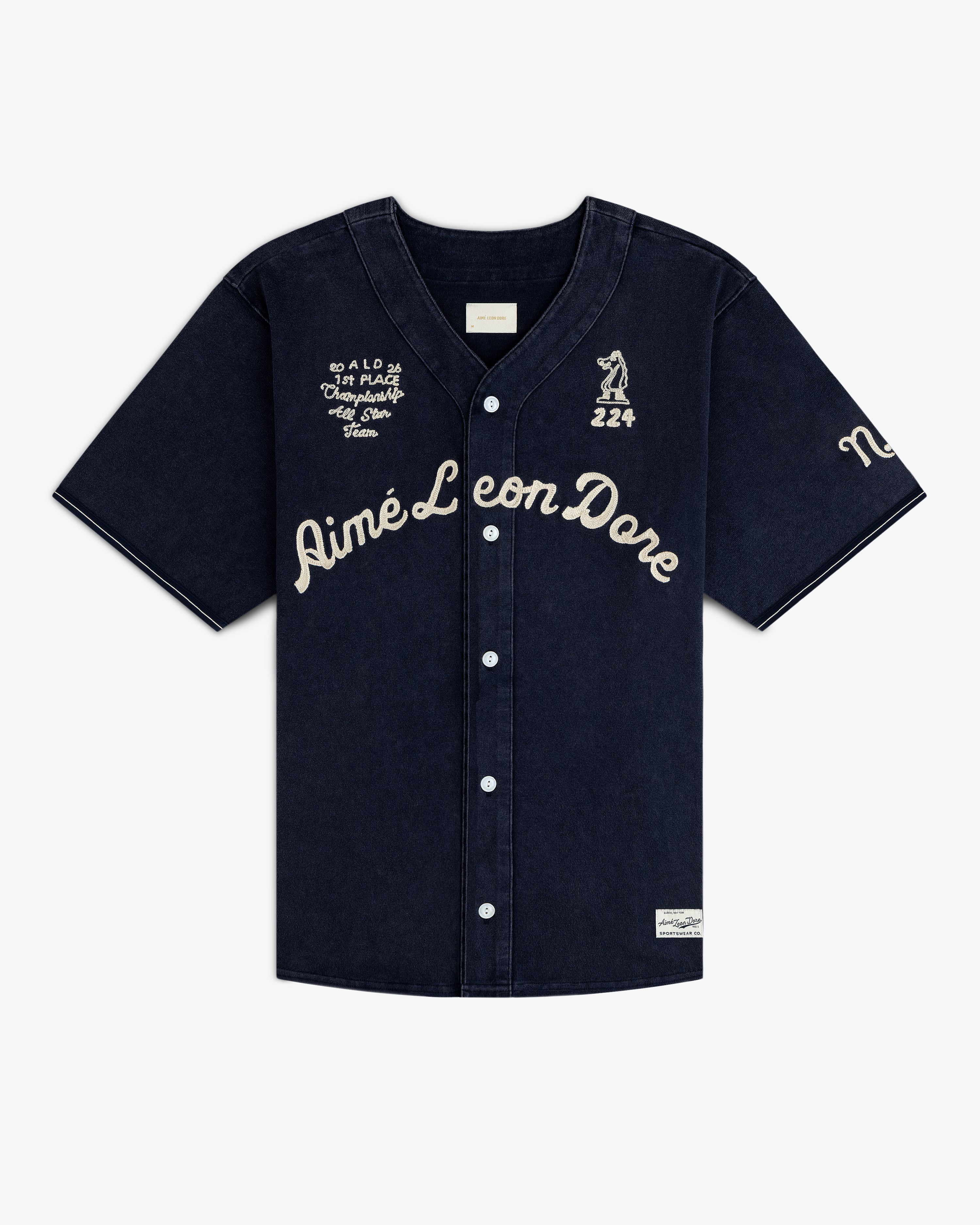 aim-leon-dore-mulberry-chainstitch-baseball-jersey-navy-button-jersey image 2