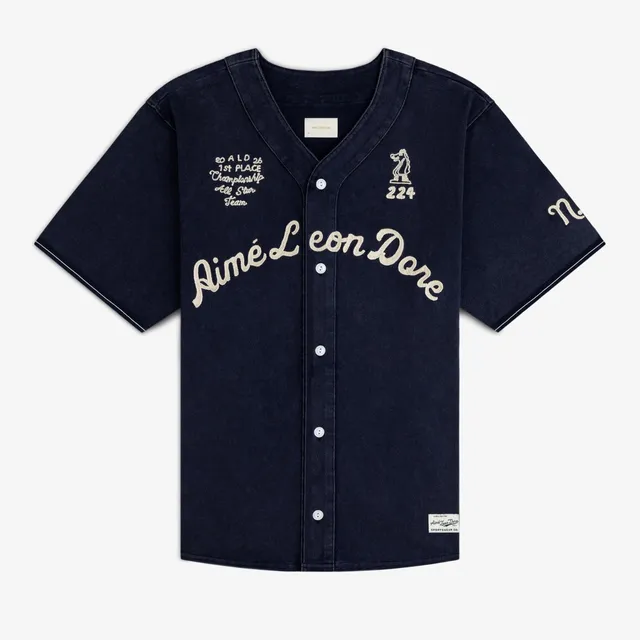 aim-leon-dore-mulberry-chainstitch-baseball-jersey-navy-button-jersey image 1
