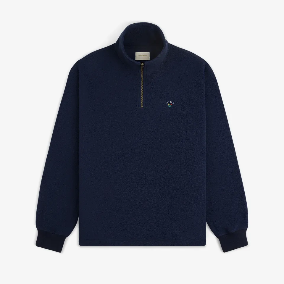 aim-leon-dore-crest-quarter-zip-fleece-pullover-navy image 1