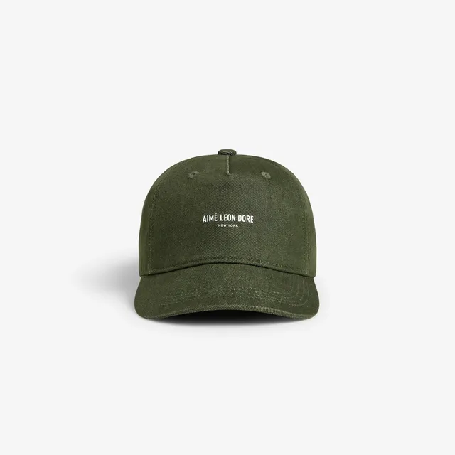 aim-leon-dore-vintage-micro-logo-hat-5-panel-olive image 1