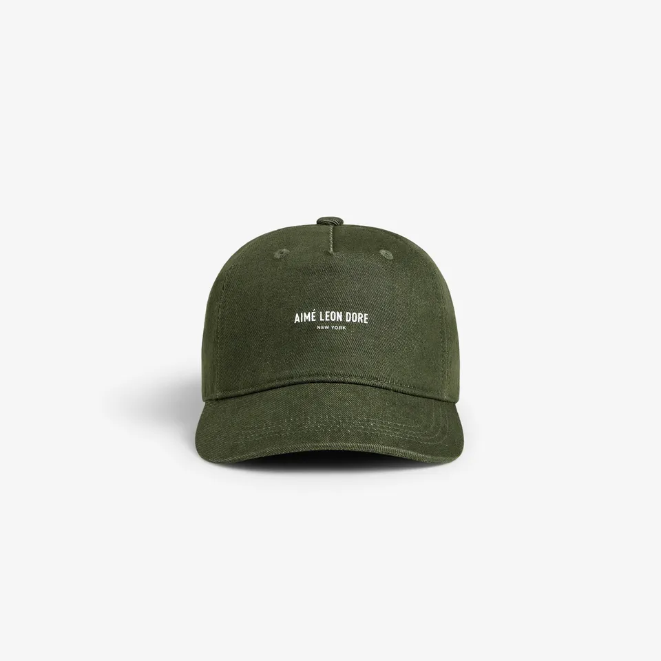 aim-leon-dore-vintage-micro-logo-hat-5-panel-olive image 1
