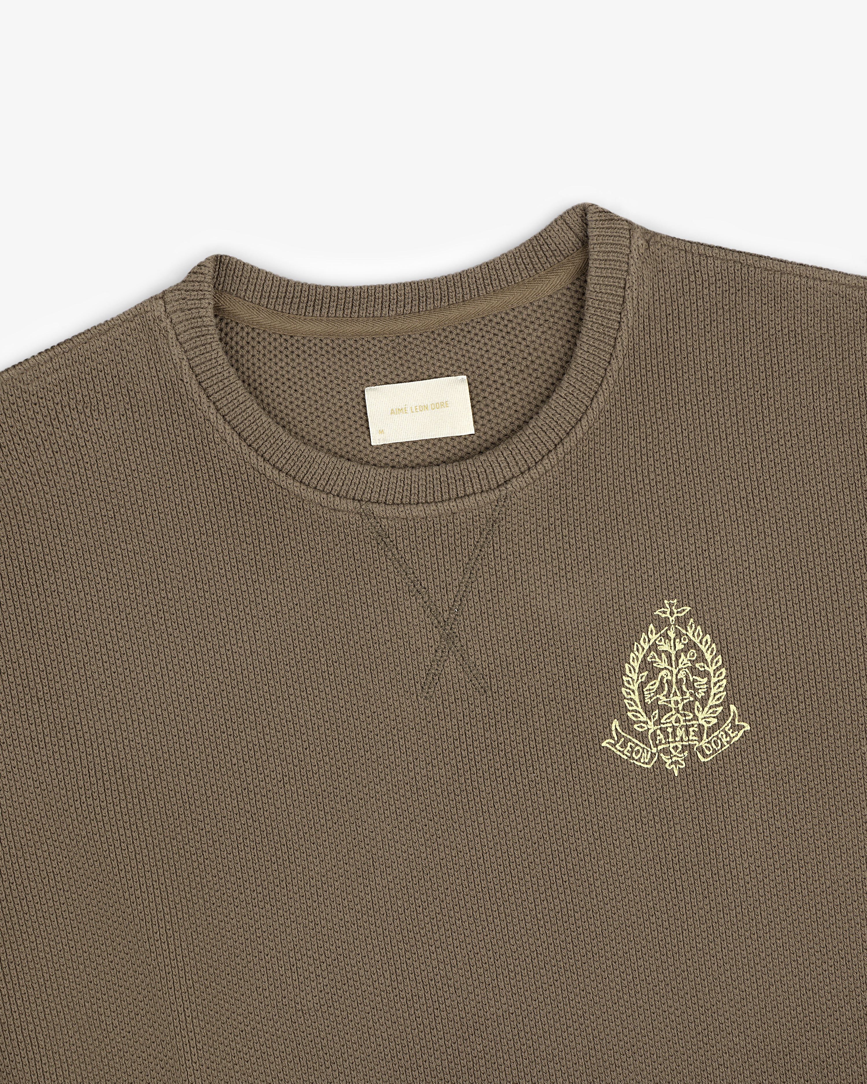 aim-leon-dore-saint-george-piqu-crewneck-sweatshirt-taupe image 5