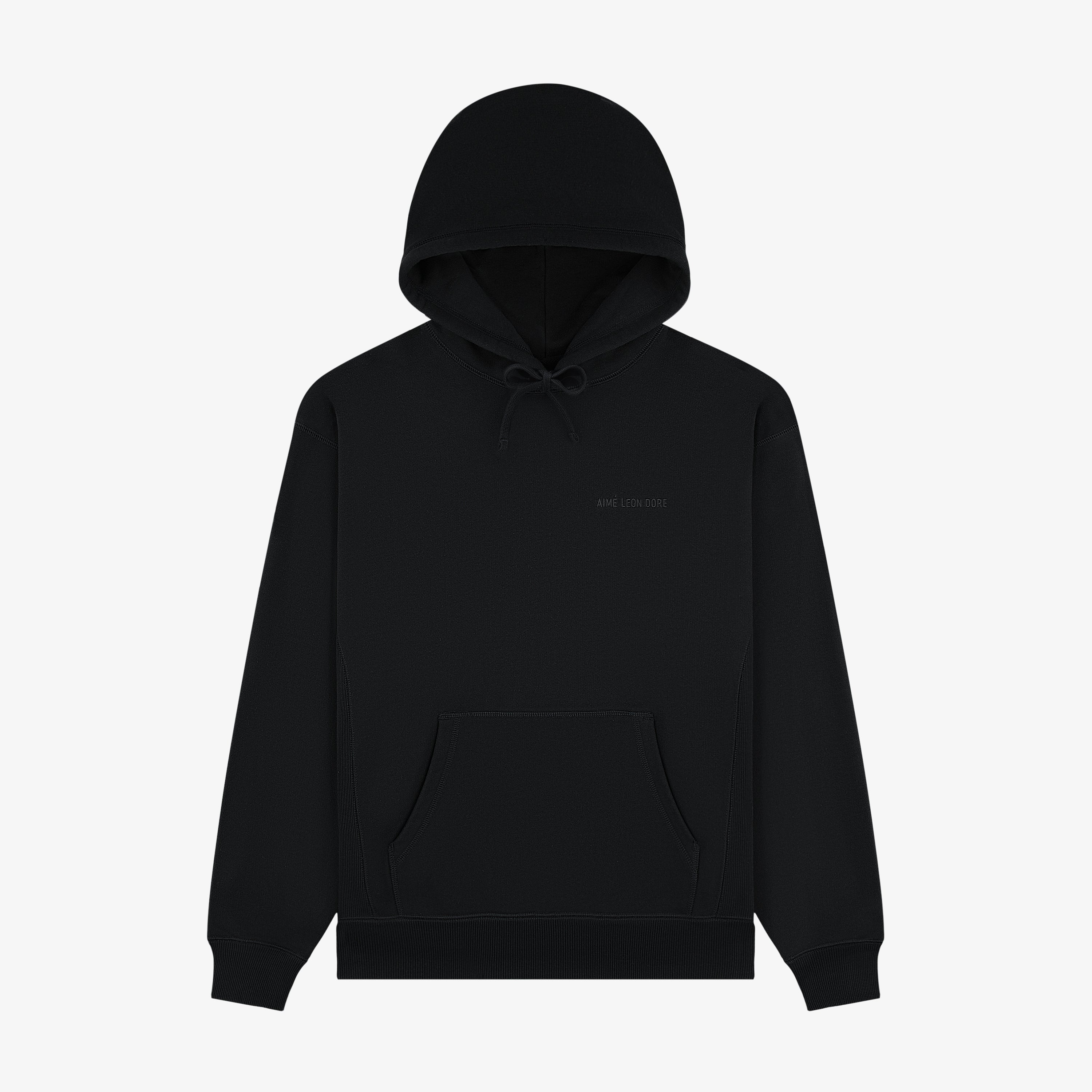 aim-leon-dore-tonal-logo-hoodie-schwarzer-baumwoll-hoodie image 1