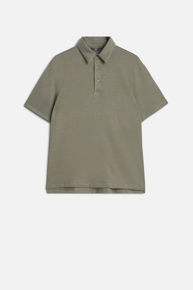 7-for-all-mankind-polo-aus-leinenmix-in-army image 1