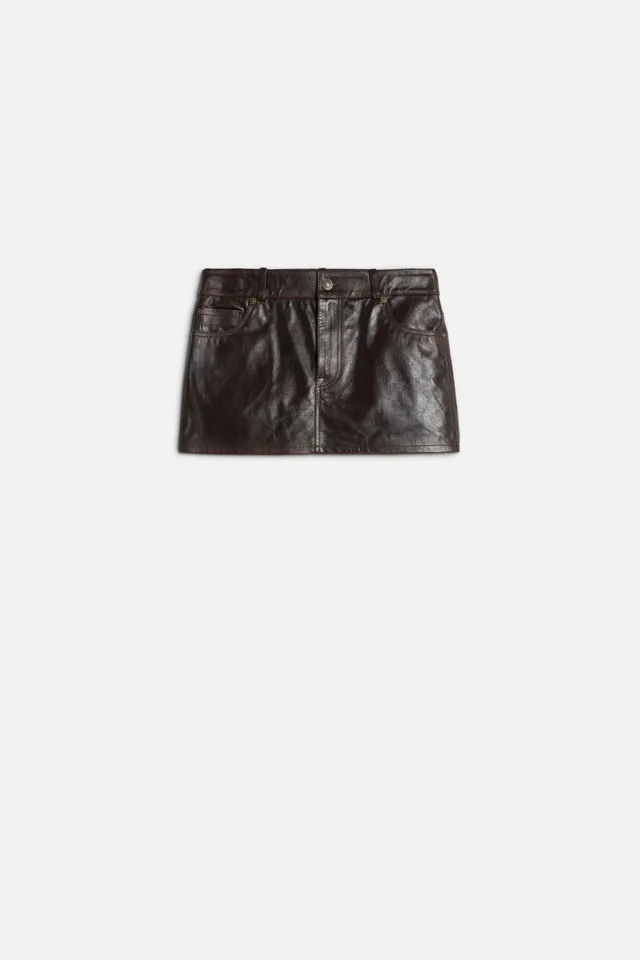 7-for-all-mankind-mini-skirt-minirock-aus-leder-vintage-brown image 1