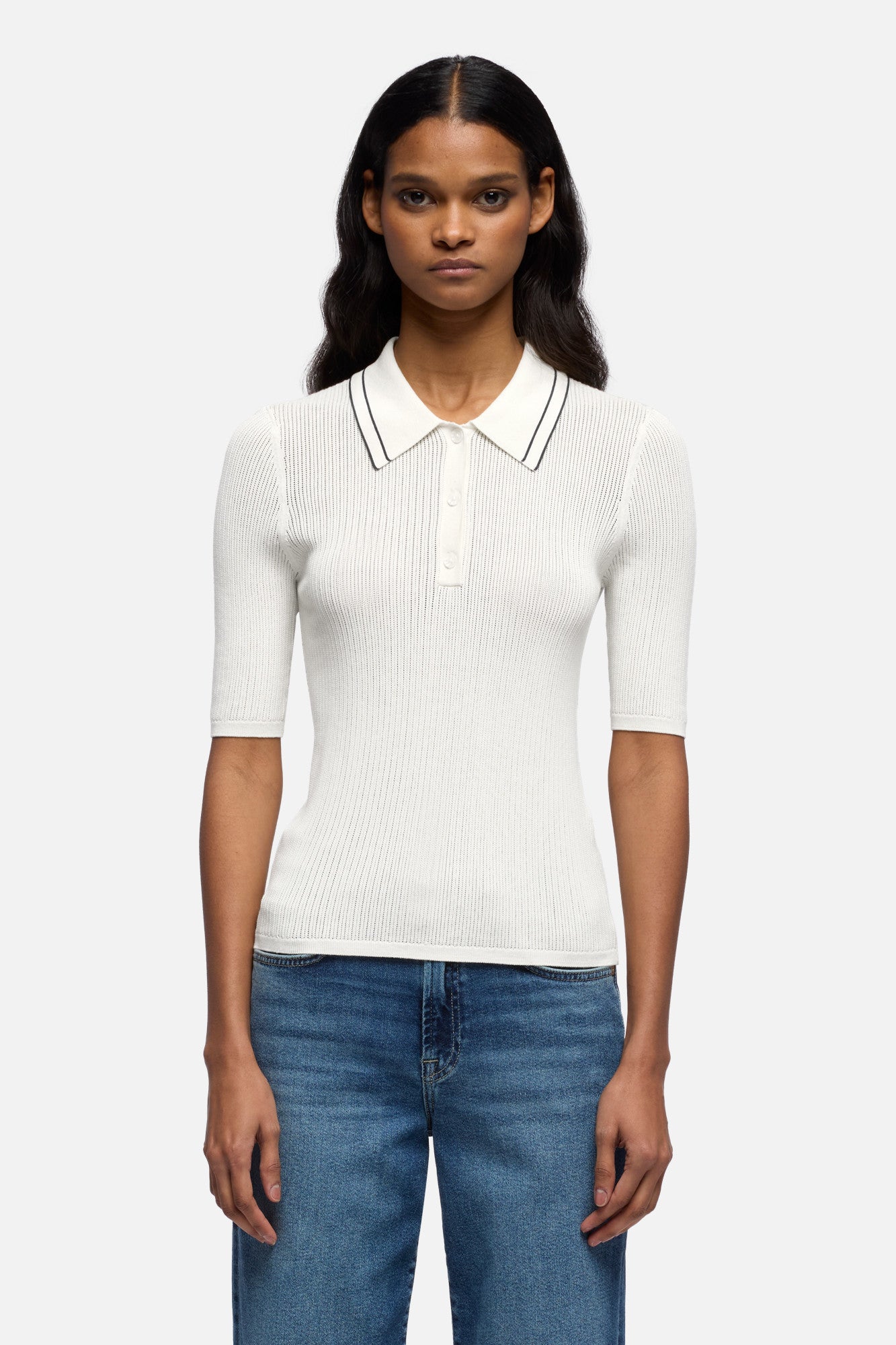 7-for-all-mankind-piped-collar-polo-damen-shirt-wei image 3