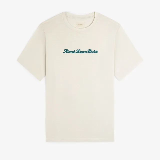 aim-leon-dore-puff-print-slub-logo-tee-cream-t-shirt image 1