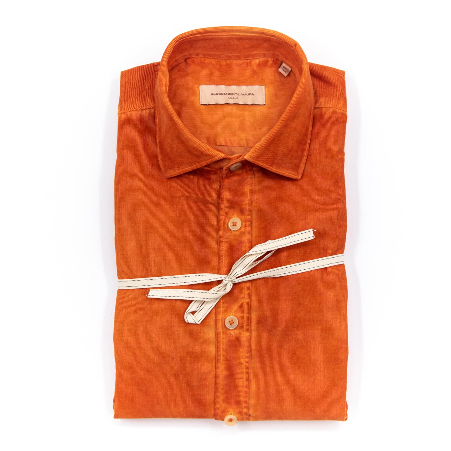 alessandro-lamura-camicia-velluto-arancione-herrenhemd image 2