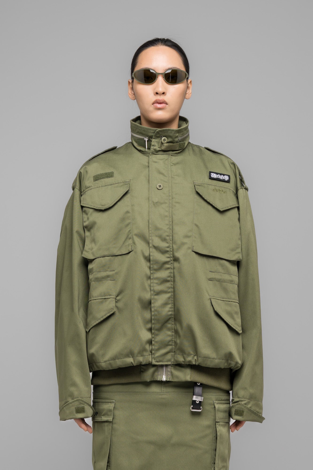032c-masked-choice-bomber-jacket-faded-green image 2