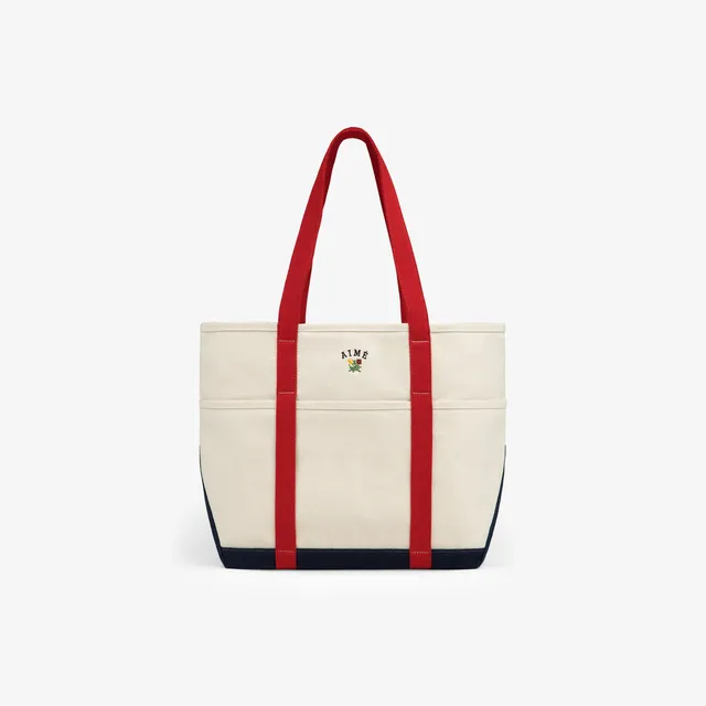 aim-leon-dore-large-crest-contrast-tote-bag-cream image 1